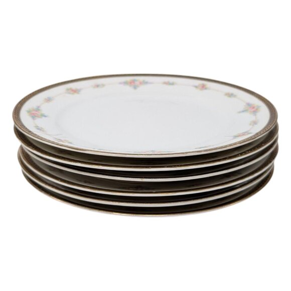 Antique Noritake M Small Plate LOT OF 6 Roses Gold Encrusted 7.5" JAPAN - Picture 10 of 11